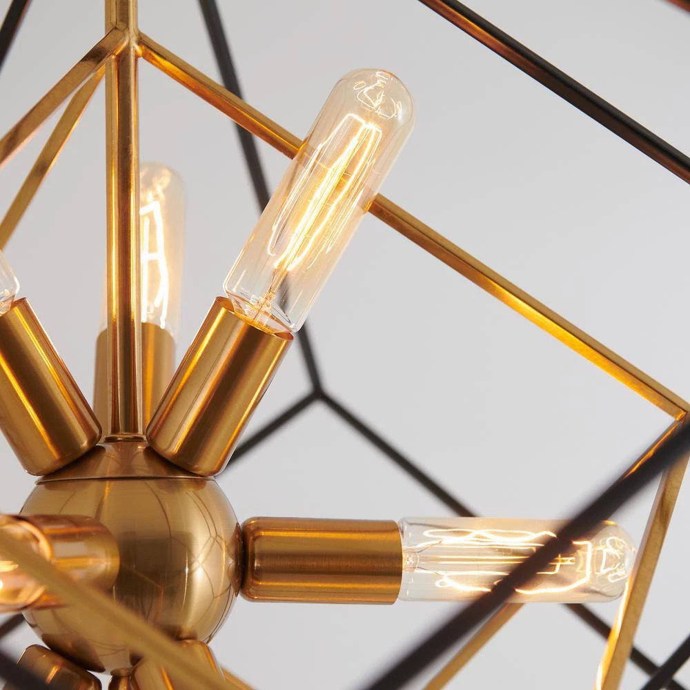 Imperium 9-Light Gold Sputnik Geometric Modern Industrial Caged Chandelier for Dining Room by Artika 8 Imperium 9-Light Gold Sputnik Geometric Modern Industrial Caged Chandelier for Dining Room by Artika - Image 6