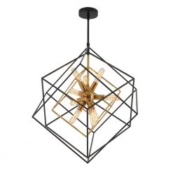 Imperium 9-Light Gold Sputnik Geometric Modern Industrial Caged Chandelier for Dining Room by Artika