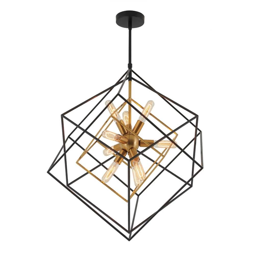 Imperium 9-Light Gold Sputnik Geometric Modern Industrial Caged Chandelier for Dining Room by Artika 3 Imperium 9-Light Gold Sputnik Geometric Modern Industrial Caged Chandelier for Dining Room by Artika
