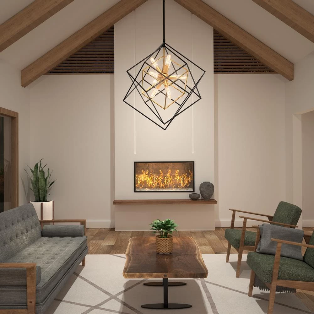 Imperium 9-Light Gold Sputnik Geometric Modern Industrial Caged Chandelier for Dining Room by Artika 4 Imperium 9-Light Gold Sputnik Geometric Modern Industrial Caged Chandelier for Dining Room by Artika - Image 2