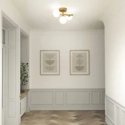 Bloom 13 in. 3-Light Gold Modern LED Flush Mount Ceiling Light for Hallway and Bedroom with Frosted Glass Shades by Artika -KINWELL shop gold artika flush mount lights fm blc hd2gd 31 1000