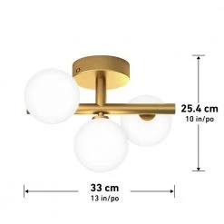 Bloom 13 in. 3-Light Gold Modern LED Flush Mount Ceiling Light for Hallway and Bedroom with Frosted Glass Shades by Artika -KINWELL shop gold artika flush mount lights fm blc hd2gd 40 1000