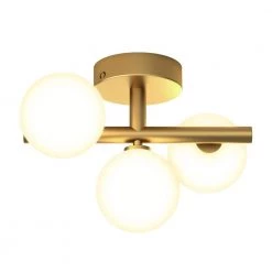 Bloom 13 in. 3-Light Gold Modern LED Flush Mount Ceiling Light for Hallway and Bedroom with Frosted Glass Shades by Artika