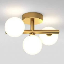 Bloom 13 in. 3-Light Gold Modern LED Flush Mount Ceiling Light for Hallway and Bedroom with Frosted Glass Shades by Artika -KINWELL shop gold artika flush mount lights fm blc hd2gd 76 1000
