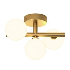 Bloom 13 in. 3-Light Gold Modern LED Flush Mount Ceiling Light for Hallway and Bedroom with Frosted Glass Shades by Artika -KINWELL shop gold artika flush mount lights fm blc hd2gd fa 1000