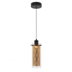 Oxion 1-Light Integrated LED Gold Shaded Modern Hanging Mini Pendant Light for Kitchen Island by Artika