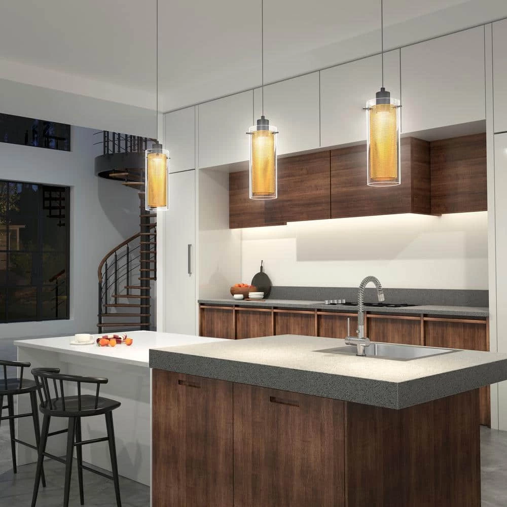 Oxion 1-Light Integrated LED Gold Shaded Modern Hanging Mini Pendant Light for Kitchen Island by Artika 4 Oxion 1-Light Integrated LED Gold Shaded Modern Hanging Mini Pendant Light for Kitchen Island by Artika - Image 2