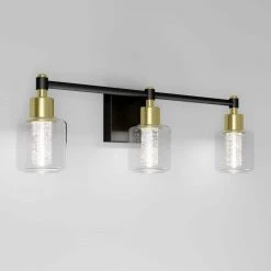 Champagne Globe 26 in. 3-Light Gold LED Modern Bath Vanity Light Bar for Bathroom by Artika -KINWELL shop gold artika vanity lighting van3 cg hd2bg 1f 1000