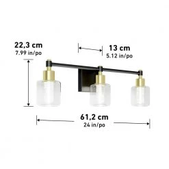 Champagne Globe 26 in. 3-Light Gold LED Modern Bath Vanity Light Bar for Bathroom by Artika -KINWELL shop gold artika vanity lighting van3 cg hd2bg 40 1000