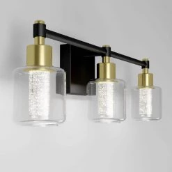 Champagne Globe 26 in. 3-Light Gold LED Modern Bath Vanity Light Bar for Bathroom by Artika -KINWELL shop gold artika vanity lighting van3 cg hd2bg 44 1000
