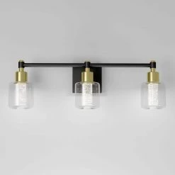 Champagne Globe 26 in. 3-Light Gold LED Modern Bath Vanity Light Bar for Bathroom by Artika -KINWELL shop gold artika vanity lighting van3 cg hd2bg 4f 1000