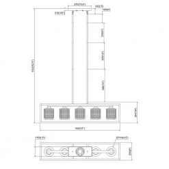 5-Light Gold Shaded Linear Pendant with Crystal Accent by Jushua 11 5-Light Gold Shaded Linear Pendant with Crystal Accent by Jushua -KINWELL shop gold jushua chandeliers acr 10015as 4f 1000