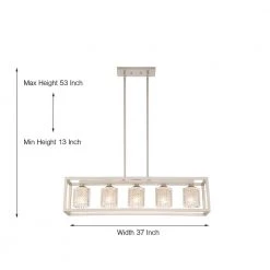 5-Light Gold Shaded Linear Pendant with Crystal Accent by Jushua 10 5-Light Gold Shaded Linear Pendant with Crystal Accent by Jushua -KINWELL shop gold jushua chandeliers acr 10015as c3 1000