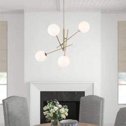 4-Light Gold Chandelier with Glass Shades by Jushua -KINWELL shop gold jushua chandeliers acr 20114bd 1f 1000