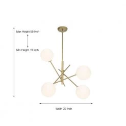 4-Light Gold Chandelier with Glass Shades by Jushua -KINWELL shop gold jushua chandeliers acr 20114bd c3 1000