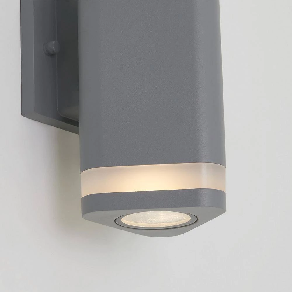 Scintilly Cylinder 2-Light Gray Modern Outdoor Garage and Porch Light Wall Lantern Sconce by Artika 8 Scintilly Cylinder 2-Light Gray Modern Outdoor Garage and Porch Light Wall Lantern Sconce by Artika - Image 6