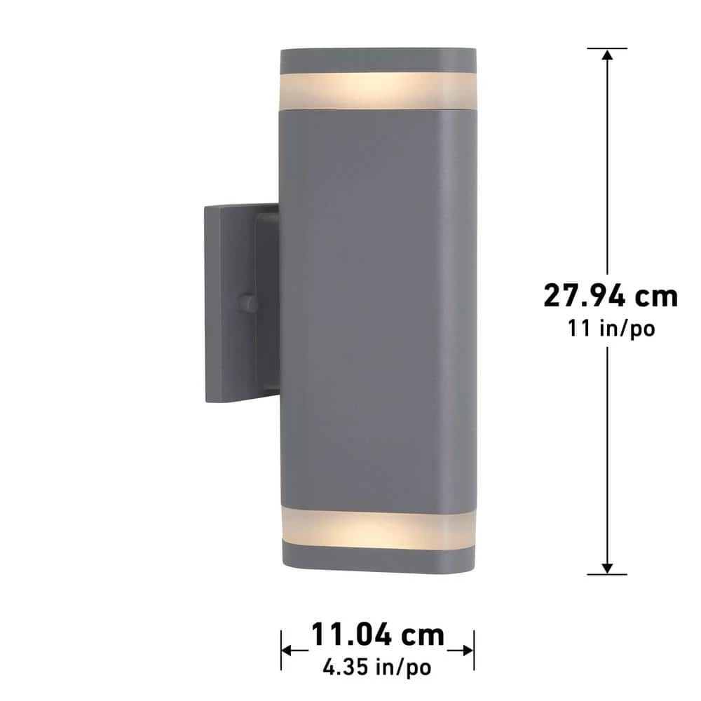 Scintilly Cylinder 2-Light Gray Modern Outdoor Garage and Porch Light Wall Lantern Sconce by Artika 5 Scintilly Cylinder 2-Light Gray Modern Outdoor Garage and Porch Light Wall Lantern Sconce by Artika - Image 3