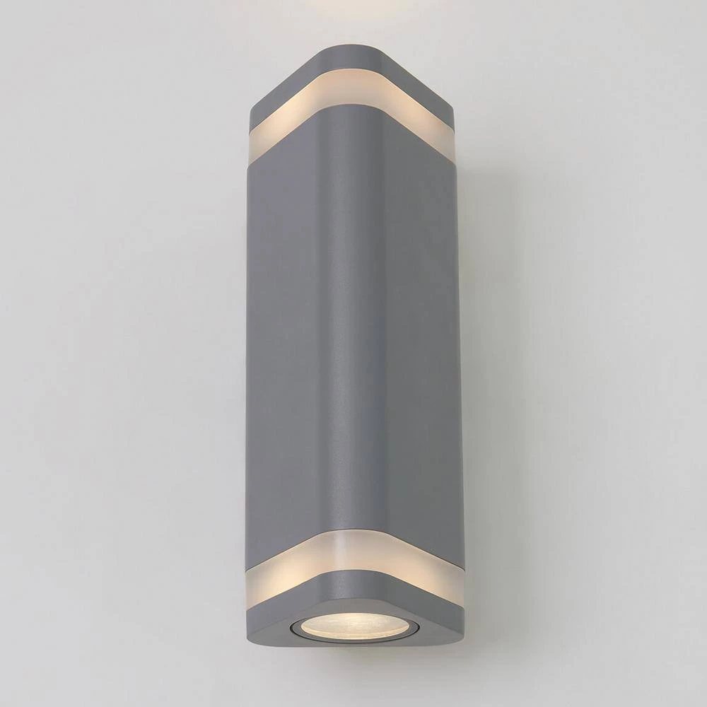Scintilly Cylinder 2-Light Gray Modern Outdoor Garage and Porch Light Wall Lantern Sconce by Artika 7 Scintilly Cylinder 2-Light Gray Modern Outdoor Garage and Porch Light Wall Lantern Sconce by Artika - Image 5