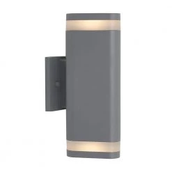 Scintilly Cylinder 2-Light Gray Modern Outdoor Garage and Porch Light Wall Lantern Sconce by Artika