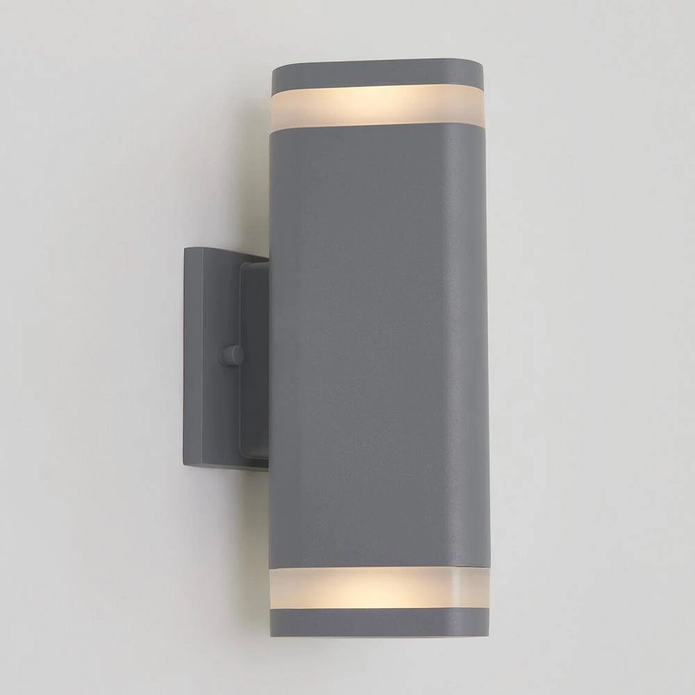 Scintilly Cylinder 2-Light Gray Modern Outdoor Garage and Porch Light Wall Lantern Sconce by Artika 6 Scintilly Cylinder 2-Light Gray Modern Outdoor Garage and Porch Light Wall Lantern Sconce by Artika - Image 4