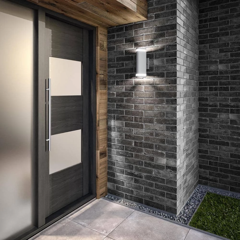 Scintilly Cylinder 2-Light Gray Modern Outdoor Garage and Porch Light Wall Lantern Sconce by Artika 4 Scintilly Cylinder 2-Light Gray Modern Outdoor Garage and Porch Light Wall Lantern Sconce by Artika - Image 2