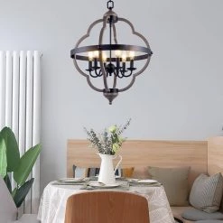 6-Light Matte Black and Anchor Grey Oak Candle Style Empire Chandelier with Rope Accents by Pia Ricco -KINWELL shop matte black anchor grey oak pia ricco chandeliers 1jay lp11888301 31 1000