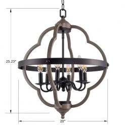 6-Light Matte Black and Anchor Grey Oak Candle Style Empire Chandelier with Rope Accents by Pia Ricco -KINWELL shop matte black anchor grey oak pia ricco chandeliers 1jay lp11888301 4f 1000