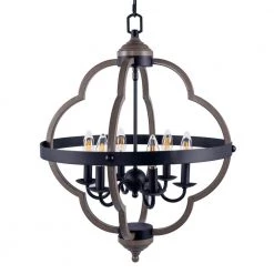 6-Light Matte Black and Anchor Grey Oak Candle Style Empire Chandelier with Rope Accents by Pia Ricco -KINWELL shop matte black anchor grey oak pia ricco chandeliers 1jay lp11888301 c3 1000