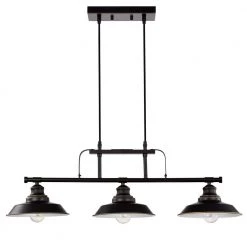 3-Light Matte Black Dimmable Industrial Kitchen Island Pendant with Shade by Jushua