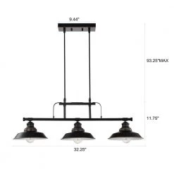 3-Light Matte Black Dimmable Industrial Kitchen Island Pendant with Shade by Jushua -KINWELL shop matte black jushua chandeliers gol a60001 76 1000