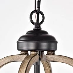 4-Light Wood Texture and Matte Black Indoor Pendant Steel and Electrical Components by Jushua 13 4-Light Wood Texture and Matte Black Indoor Pendant Steel and Electrical Components by Jushua -KINWELL shop matte black jushua chandeliers gol a60005 44 1000