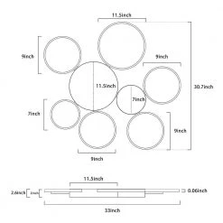 33.1 in. x 30.7 in. x 2 in. 7-Light Matte Black Semi-Flush Mount Integrated LED by Jushua -KINWELL shop matte black jushua flush mount lights hs l 9984 7c 44 1000