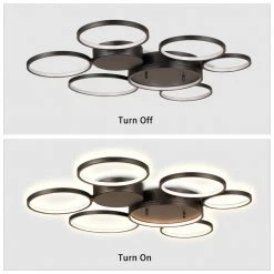 33.1 in. x 30.7 in. x 2 in. 7-Light Matte Black Semi-Flush Mount Integrated LED by Jushua -KINWELL shop matte black jushua flush mount lights hs l 9984 7c c3 1000