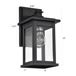 1-Light Matte Black Outdoor Wall Lantern Sconce with Anti-Rust and Waterproof by Jushua -KINWELL shop matte black jushua outdoor sconces go l a19007 1f 1000