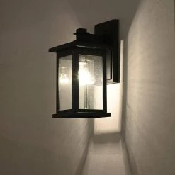1-Light Matte Black Outdoor Wall Lantern Sconce with Anti-Rust and Waterproof by Jushua -KINWELL shop matte black jushua outdoor sconces go l a19007 44 1000
