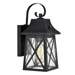 1-Light Matte Black Outdoor Wall Lantern Sconce with Clear Seedy by Jushua