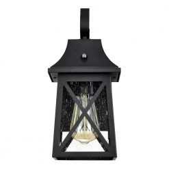 1-Light Matte Black Outdoor Wall Lantern Sconce with Clear Seedy by Jushua -KINWELL shop matte black jushua outdoor sconces gol f201002 fa 1000