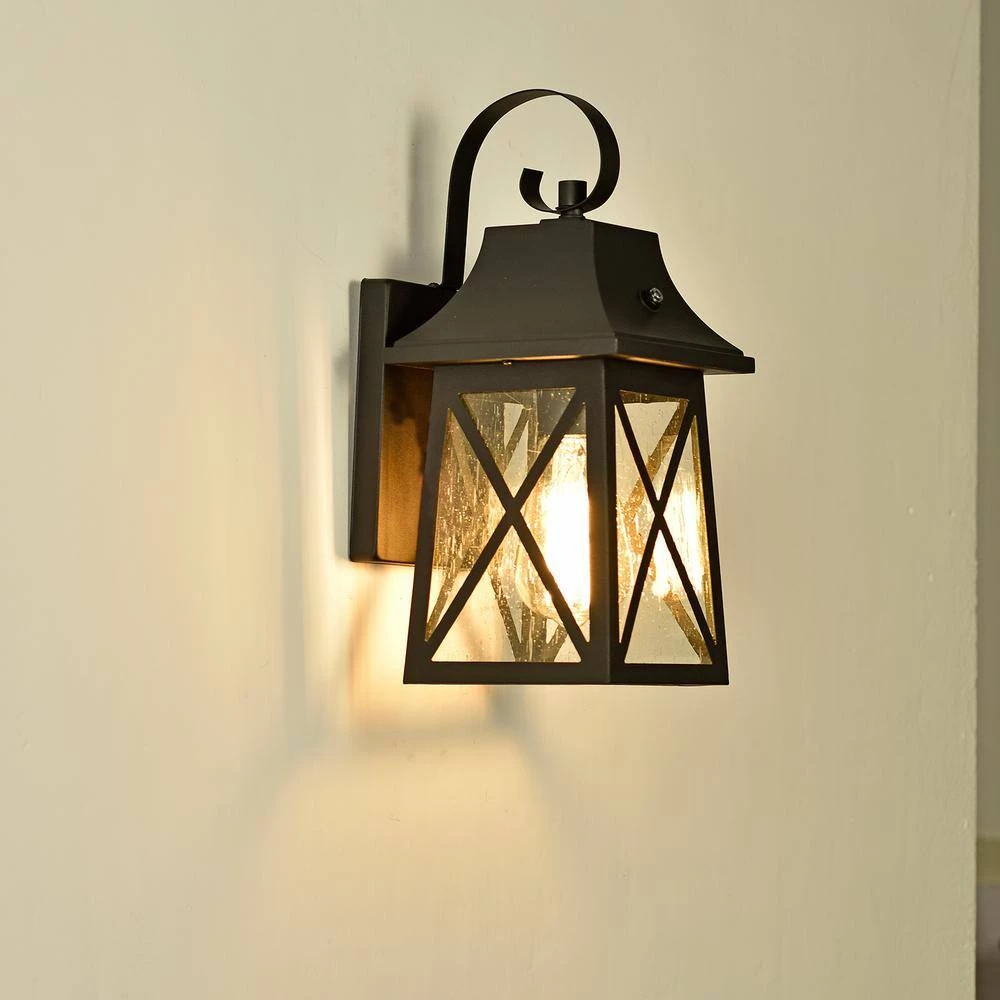 1-Light Matte Black Outdoor Wall Lantern Sconce (2-Pack) by Jushua 7 1-Light Matte Black Outdoor Wall Lantern Sconce (2-Pack) by Jushua - Image 5