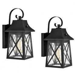 1-Light Matte Black Outdoor Wall Lantern Sconce (2-Pack) by Jushua