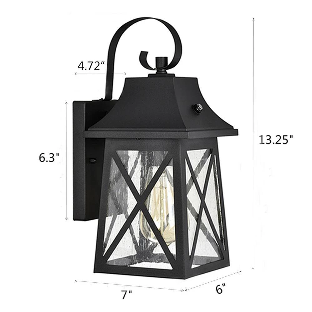 1-Light Matte Black Outdoor Wall Lantern Sconce (2-Pack) by Jushua 8 1-Light Matte Black Outdoor Wall Lantern Sconce (2-Pack) by Jushua - Image 6