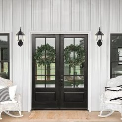 1-Light Matte Black Outdoor Wall Lantern Sconce with Die-Cast Aluminum with Clear Glass (2-Pack) by Jushua 13 1-Light Matte Black Outdoor Wall Lantern Sconce with Die-Cast Aluminum with Clear Glass (2-Pack) by Jushua -KINWELL shop matte black jushua outdoor sconces sd cy ca1904 2w 1f 1000