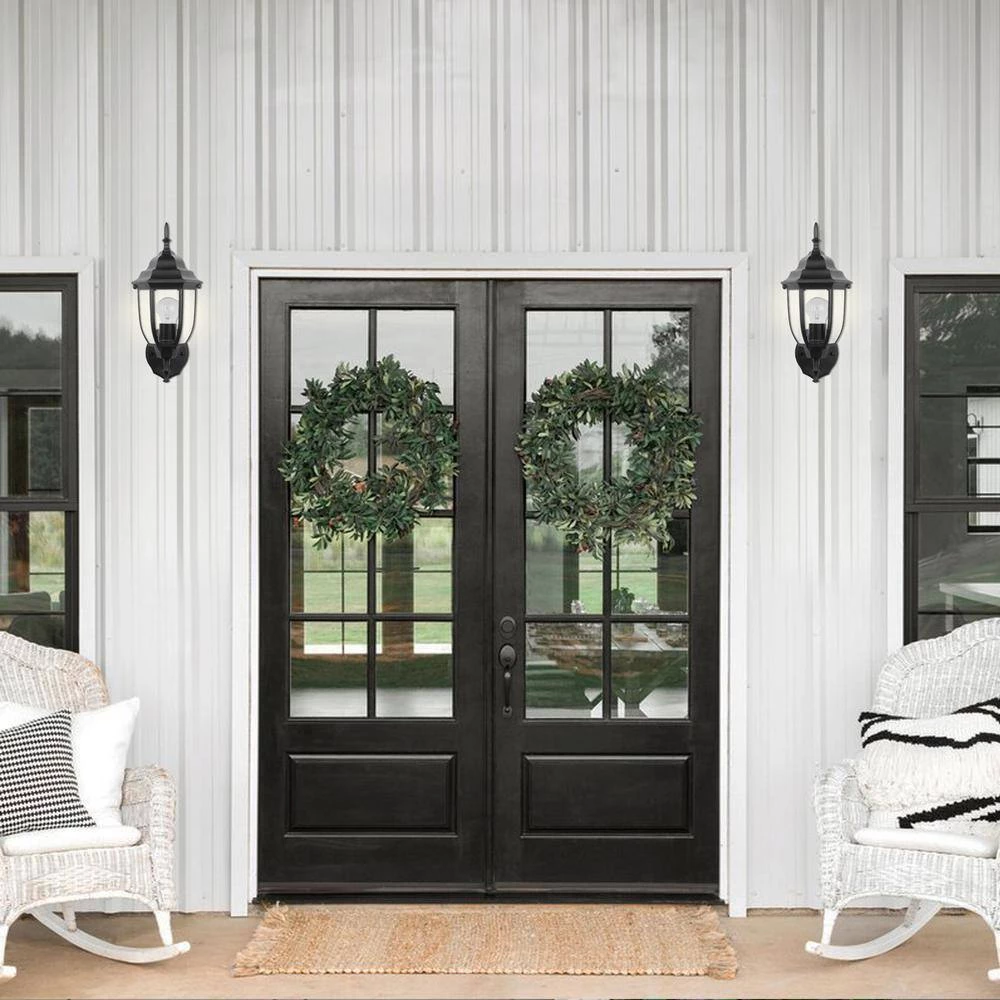 1-Light Matte Black Outdoor Wall Lantern Sconce with Die-Cast Aluminum with Clear Glass (2-Pack) by Jushua 7 1-Light Matte Black Outdoor Wall Lantern Sconce with Die-Cast Aluminum with Clear Glass (2-Pack) by Jushua - Image 5