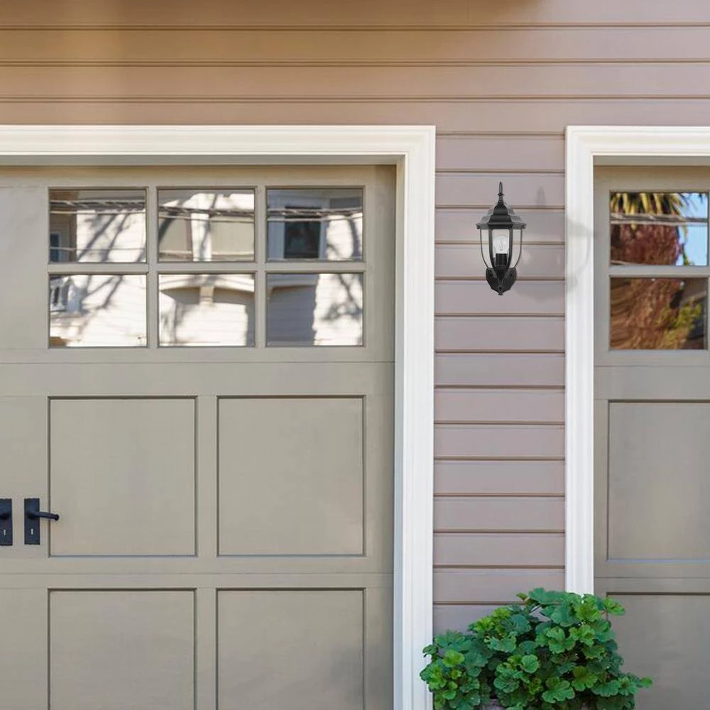 1-Light Matte Black Outdoor Wall Lantern Sconce with Die-Cast Aluminum with Clear Glass (2-Pack) by Jushua 6 1-Light Matte Black Outdoor Wall Lantern Sconce with Die-Cast Aluminum with Clear Glass (2-Pack) by Jushua - Image 4