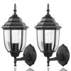 1-Light Matte Black Outdoor Wall Lantern Sconce with Die-Cast Aluminum with Clear Glass (2-Pack) by Jushua