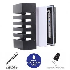 1-Light Matte Black Outdoor Wall Lantern Sconce Aluminum and Acrylic with LED Dimmable Module by Jushua 13 1-Light Matte Black Outdoor Wall Lantern Sconce Aluminum and Acrylic with LED Dimmable Module by Jushua -KINWELL shop matte black jushua outdoor sconces sd cy ca1915 w 44 1000