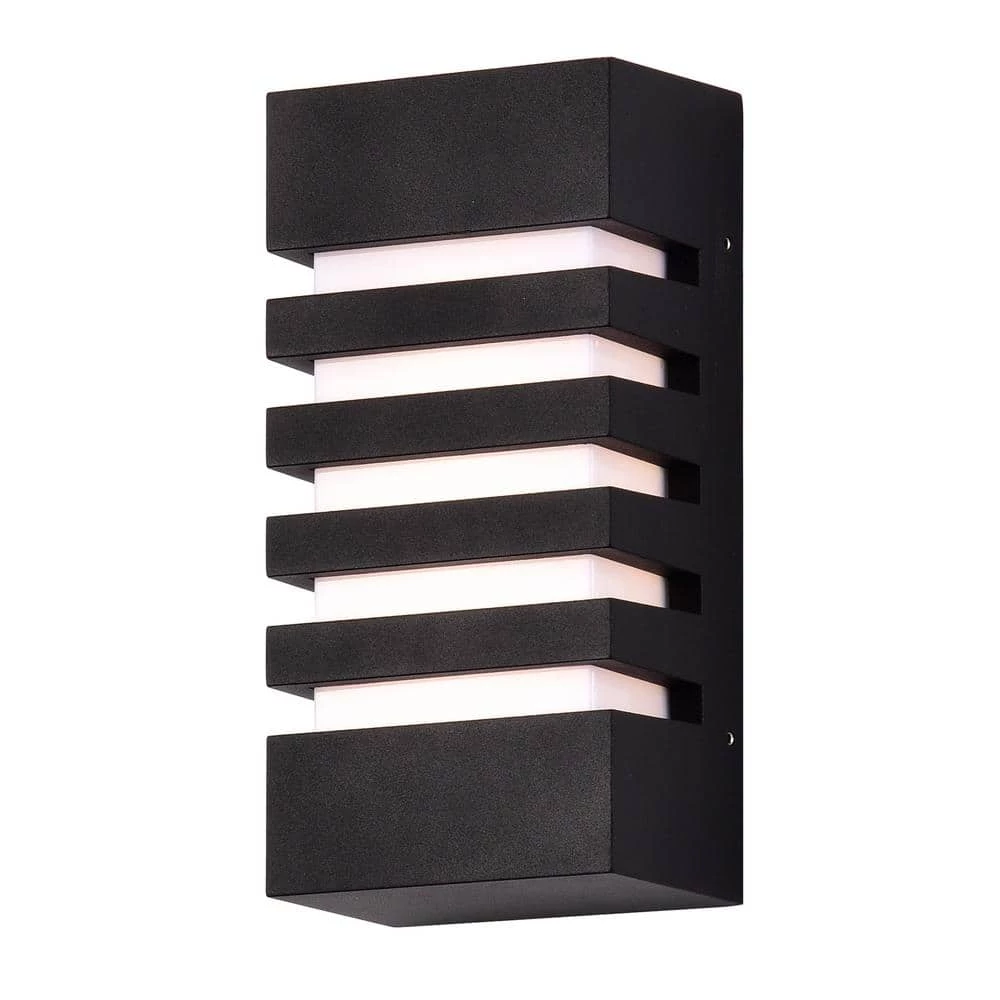 1-Light Matte Black Outdoor Wall Lantern Sconce Aluminum and Acrylic with LED Dimmable Module by Jushua 3 1-Light Matte Black Outdoor Wall Lantern Sconce Aluminum and Acrylic with LED Dimmable Module by Jushua