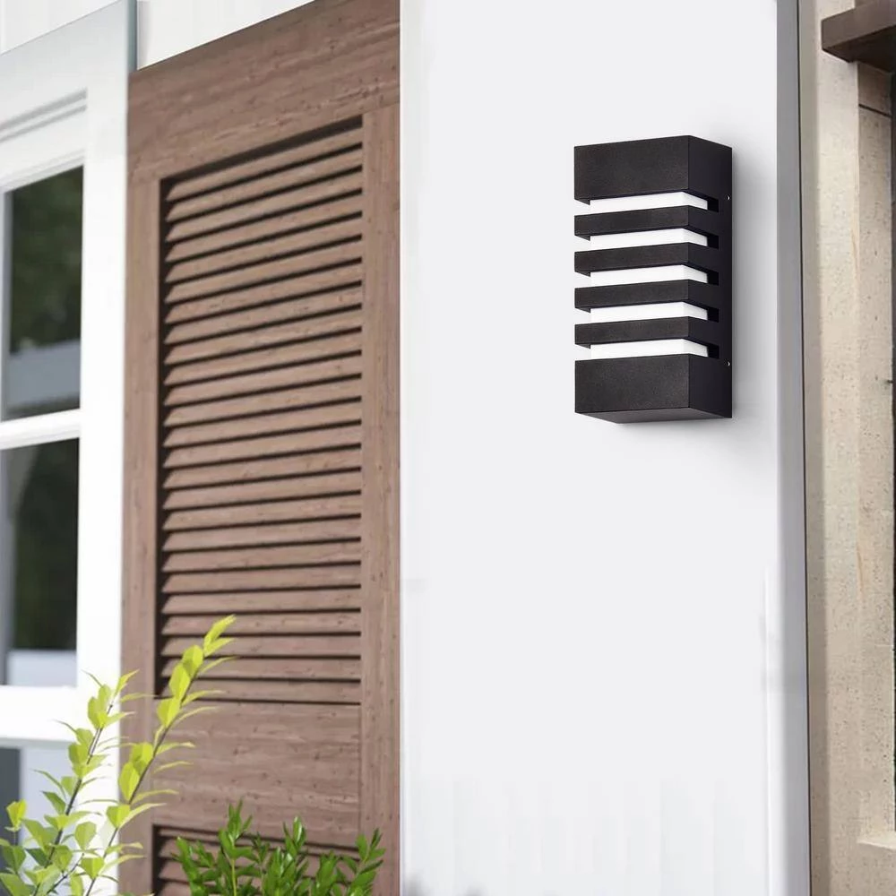 1-Light Matte Black Outdoor Wall Lantern Sconce Aluminum and Acrylic with LED Dimmable Module by Jushua 4 1-Light Matte Black Outdoor Wall Lantern Sconce Aluminum and Acrylic with LED Dimmable Module by Jushua - Image 2