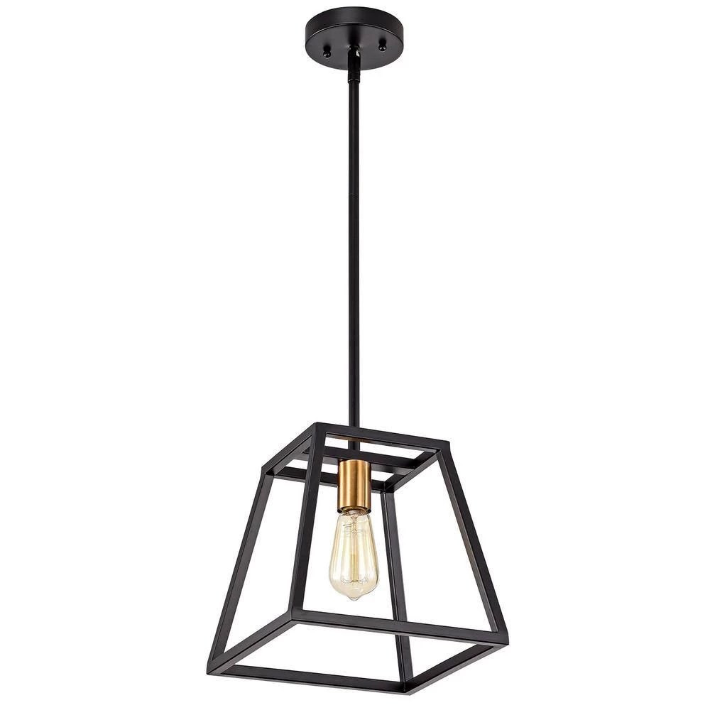 1-Light Matte Black Dimmable Mini Pendant with 54 in. Rods by Jushua 4 1-Light Matte Black Dimmable Mini Pendant with 54 in. Rods by Jushua - Image 2