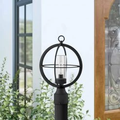 1-Light Matte Black Outdoor Post Light Sconce Metal with Clear Glass by Jushua -KINWELL shop matte black jushua post lanterns sd cy ca1912 p 44 1000