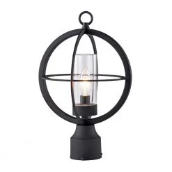 1-Light Matte Black Outdoor Post Light Sconce Metal with Clear Glass by Jushua